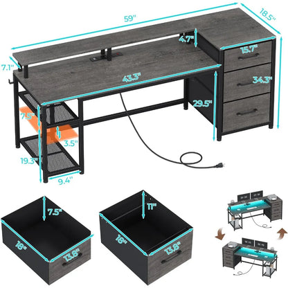 59" Office Desk with Drawers